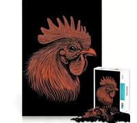 Puzzle de 1000 pièces représentant Une tête de Coq, idéal pour Les Adultes Création Artistique pour développer la mémoire et se détendre Collection d'œuvres d'art à Assembler (38x52cm)