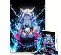 Puzzle de 1000 pièces représentant Une tête de Mort de Fille Anime néon idéal pour Les Adolescents pour développer Leur mémoire Un Design apaisant et Amusant à Assembler Un Cadeau élégant (38x52cm)