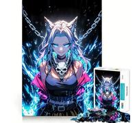 Puzzle de 1000 pièces représentant Une tête de Mort de Fille Anime néon idéal pour Les Adolescents pour développer Leur mémoire Un Design apaisant et Amusant à Assembler Un Cadeau élégant (38x52cm)