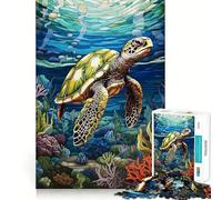 Puzzle de 1000 pièces représentant Une Tortue Marine dans Un Aquarium, idéal pour Les Adolescents Jouet ludique et Amusant, décoration Murale Transparente (38x52cm)
