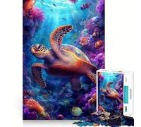 Puzzle de 1000 pièces représentant Une Tortue Marine dans Un récif corallien, pour Adultes, Jeu de logique et de détente, Bords Lisses, Cadeau saisonnier (50x75cm)