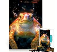 Puzzle de 1000 pièces représentant Une Tortue Marine en Gros Plan, idéal pour Adultes et Adolescents Découpe Lisse, Cadeau touchant (38x26cm)