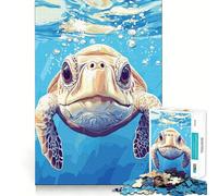 Puzzle de 1000 pièces représentant Une Tortue Marine sous l'eau, idéal pour Les Adultes, Stimulant cérébral et Anti-Stress, décoration Murale aux Bords précis (50x75cm)
