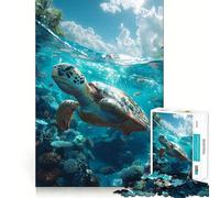 Puzzle de 1000 pièces représentant Une Tortue Tropicale sous-Marine Jeu de Construction Assemblage sûr et précis Jouet d'intérieur pour Les Vacances (38x52cm)