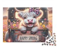 Puzzle de 1000 pièces représentant Une Vache dans Un Camion à Ressorts. Jeu éducatif pour Adultes, décoration intérieure, défi, Niveau de difficulté élevé, Cadeau d'anniversaire. 70 x 50 cm
