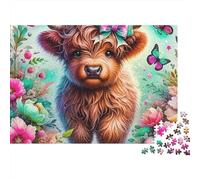 Puzzle de 1000 pièces représentant Une Vache Joyeuse des Highlands,en Carton recy t résistant.comme de Vacances,de Voyage ou Adultes,Less,Les débutants et passionnés.Dimensions : 52 x 38 cm.