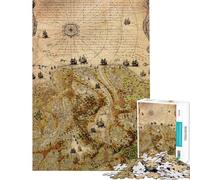 Puzzle de 1000 pièces représentant Une Vieille Carte idéal pour Les Adolescents et Les défis de rapidité Manuelle Cadeau Unique pour Un Anniversaire ou Noël (38x26cm)