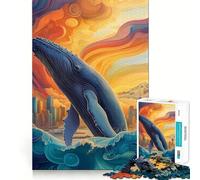 Puzzle de 1000 pièces représentant Une Ville bondissante avec des Baleines Jeu de Concentration mentale,découpe de précision,Bords Lisses,Jeu de Construction de Liens significatifs (38x26cm)