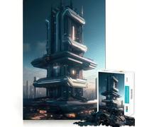 Puzzle de 1000 pièces représentant Une Ville futuriste avec des Gratte-Ciel idéal pour Les Adolescents Jeu de logique Solide et apaisant découpe de précision pour Les vœux du Père Noël