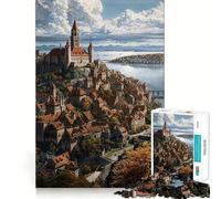 Puzzle de 1000 pièces représentant Une Ville médiévale Royale et Un château, idéal pour Les Adolescents Un Jeu Mental Stimulant et Anti-Stress, Un Cadeau raffiné (50x75cm)