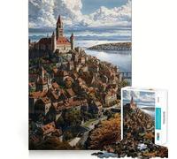 Puzzle de 1000 pièces représentant Une Ville médiévale Royale inspiré d'un château Idéal pour Adultes Améliore la mémoire détend l'esprit et constitue Une pièce de Collection aux Bords Nets (38x26cm)