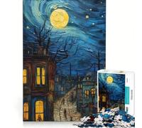 Puzzle de 1000 pièces représentant Une Ville sous Un Ciel étoilé Jouet éducatif Course de Vitesse Manuelle avec des pièces de Formes aléatoires Parfaitement emboîtables 38x26cm