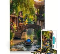 Puzzle de 1000 pièces représentant Une Voie navigable dans Une Ville Chinoise Traditionnelle,idéal pour Les Adolescents Stimule l'esprit,ludique,découpe Nette,Composants Robustes,activité de Groupe