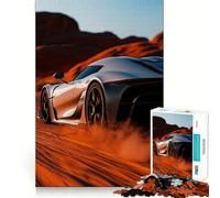 Puzzle de 1000 pièces représentant Une Voiture de Sport Koenigsegg Jesko argentée dans Le désert, idéal pour Les Adolescents, pour améliorer Leur mémoire et Leurs Loisirs 38x52cm