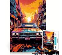 Puzzle de 1000 pièces représentant Une Voiture Vintage dans Un Paysage Urbain Jeu de réflexion Stimulant,pièces Bien fixées,défi cérébral interactif pour la Maison (38x26cm)