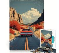 Puzzle de 1000 pièces représentant Une Voiture Vintage sur la Route Jeu cognitif et Amusant,découpe de Haute précision,Cadeau Unique pour soulager Le Stress (50x75cm)