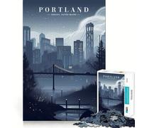 Puzzle de 1000 pièces représentant Une Vue du Centre-Ville de Portland pour Adultes Jeu de logique Stimulant et apaisant Bords Nets Cadeau touchant (50x75cm)