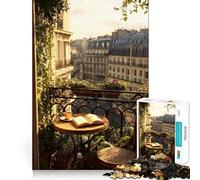 Puzzle de 1000 pièces représentant Une Vue d'un Balcon Parisien, idéal pour Adultes Jeu d'exercice Mental, Divertissement d'intérieur, découpe de précision, Cadeau de Noël (50x75cm)