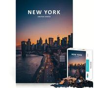 Puzzle de 1000 pièces représentant Une Vue Nocturne de New York, idéal pour Les Adultes Améliore la mémoire, Passe Un Moment paisible et Offre Un Cadeau de Noël Original (38x26cm)