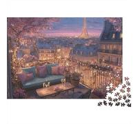 Puzzle de 1000 pièces représentant Une Vue sur la Tour Eiffel Depuis Un Balcon Parisien. Jeu éducatif pour Adultes, décoration intérieure, Dimensions : 70 x 50 cm. 1000 pièces.