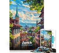 Puzzle de 1000 pièces représentant Zurich, Suisse, Paysage Urbain Assemblage Parfait Jeu Stimulant pour Le Cerveau, Temps de Repos et de détente Décoration Murale de Noël (38x26cm)