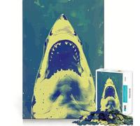 Puzzle de 1000 pièces Requin à la Gueule Ouverte Jeu de logique et d'adresse pour Adultes Découpe précise Liste de souhaits du Père Noël 38x52cm