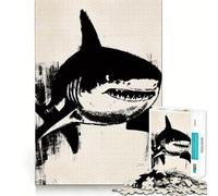 Puzzle de 1000 pièces Requin à l'encre pour Adultes, Illustration de Requin, Jeu de logique et de résolution d'énigmes, Anti-Stress, découpe précise, liste de souhaits du Père Noël 38x52cm