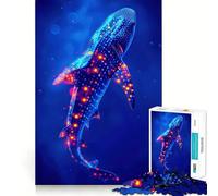 Puzzle de 1000 pièces Requin-Baleine néon pour Adultes Jeu de réflexion Intelligent Découpe précise Objet de Collection (50x75cm)