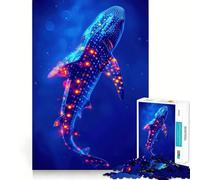 Puzzle de 1000 pièces Requin-Baleine Néon pour Adultes Puzzle pour Stimuler la Mémoire, Paisible et Amusant Bords Nets Cadeau de Noël (38x26cm)