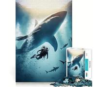 Puzzle de 1000 pièces Requin-Baleine pour Adolescents,Jeu de Concentration mentale,découpe de précision,Bords Lisses, pour Les fêtes (38x52cm)