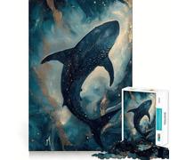 Puzzle de 1000 pièces Requin Bleu et Or pour Adultes, Jeu de logique, Jeu d'intérieur, découpe de précision, Cadeau précieux 38x52cm