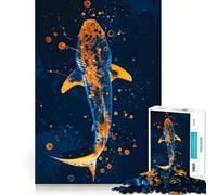 Puzzle de 1000 pièces Requin dans l'eau Bleue pour Adultes, Jeu de logique et de réflexion Anti-Stress, découpe Ferme, 50x75cm