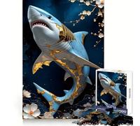 Puzzle de 1000 pièces Requin doré Kintsugi Art pour Adolescents Jeu Intelligent, Moment de Partage et d'assemblage, œuvre d'art 38x26cm