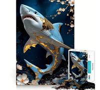 Puzzle de 1000 pièces Requin doré Kintsugi Art pour Adultes, Jouet de logique Pure, Amusant et apaisant, découpe Nette, Cadeau Exceptionnel 38x52cm