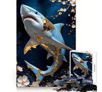 Puzzle de 1000 pièces Requin doré Kintsugi Art pour Adultes, Jouet de logique Pure, Amusant et apaisant, découpe Nette, Cadeau Exceptionnel 38x52cm