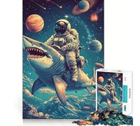 Puzzle de 1000 pièces Requin, Espace et Astronaute pour Adultes et Adolescents Amélioration de la mémoire Détente et légèreté Découpe Nette 38x26cm