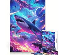 Puzzle de 1000 pièces Requin et vaisseaux spatiaux pour Adolescents amélioration de la mémoire, détente et Divertissement, pièces de Collection aux découpes nettes 38x26cm
