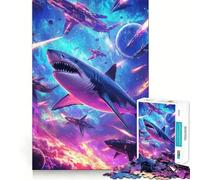 Puzzle de 1000 pièces Requin et vaisseaux spatiaux pour Adolescents amélioration de la mémoire, détente et Divertissement, pièces de Collection aux découpes nettes 38x26cm
