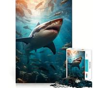 Puzzle de 1000 pièces Requin Nageur pour Adultes Jeu de logique Pure Amusant et apaisant Découpe Nette Cadeau Exceptionnel 38x52cm