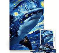 Puzzle de 1000 pièces Requin Nuit Étoilée pour Adultes, Jeu de réflexion apaisant, Bords précis, 38x26cm