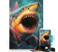 Puzzle de 1000 pièces Requin pour Adolescents Jeu de logique et de détente, Bords Fins, Cadeau Original 50x75cm