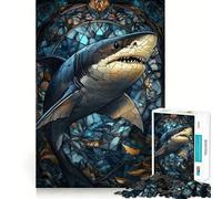 Puzzle de 1000 pièces Requin pour Adultes Jeu de réflexion et de Calme Décoration Murale épurée 50x75cm
