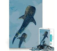 Puzzle de 1000 pièces Requins-Baleines dans l'eau Bleue »,Jeu de Construction Focus,Assemblage Parfait sans Espace,activité gratifiante pour Les Jours de Pluie (38x52cm)