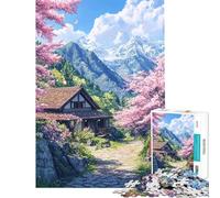 Puzzle de 1000 pièces Retraite sous Les cerisiers en Fleurs Jeu éducatif et addictif pour cultiver la Patience et s'amuser en Famille Idée Cadeau (Taille 75x50cm)