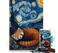 Puzzle de 1000 pièces Rêves de Panda Roux Nuit étoilée pour Adultes et Adolescents, Jeu d'adresse apaisant et Amusant, pour Les fêtes (38x26cm)