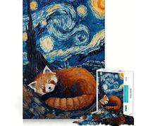 Puzzle de 1000 pièces Rêves de Panda Roux Nuit étoilée pour Adultes, Jeu de réflexion et de renforcement des Liens familiaux, découpe de précision, Cadeau créatif (50x75cm)