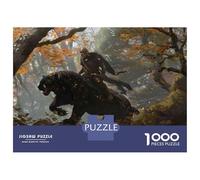 Puzzle De 1000 Pièces Riding Black Panther in Forest Puzzle Adulte Jeu Familial Décoration Parfaite Cadeaux Uniques d'anniversaire Et De Noël 70x50cm/1000pcs