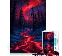 Puzzle de 1000 pièces Rivière Rouge dans Une forêt enneigée pour Adolescents, Jeu de logique Puissant, Moment Serein, Bords Nets, Cadeau créatif (38x52cm)
