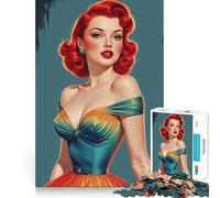 Puzzle de 1000 pièces Robe pin-up Vintage rousse à dégradé pour Adolescents, Jeu de logique et de Construction, Silencieux et Amusant, découpe Nette, Joli Cadeau (38x52cm)