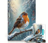 Puzzle de 1000 pièces Robin Redbreast Hiver pour Adultes et Adolescents Se Souvenir, Construire Lentement, apprécier, découpe précise, œuvre d'art à Collectionner (50x75cm)
